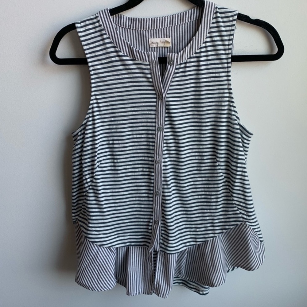 ANTHROPOLOGIE mixed Rue Striped Peplum Tank Top